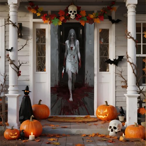 Halloween Deko für Tür Banner Poster Türbanner Party Banner Hintergrund Türdeko Haustür Halloween Outdoor Deko für Dekoration Veranda Wand Hexennacht Party (#03, 180 * 90cm) von Kashyke