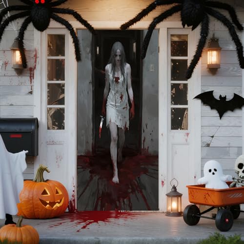 Halloween Deko für Tür Banner Poster Türbanner Party Banner Hintergrund Türdeko Haustür Halloween Outdoor Deko für Dekoration Veranda Wand Hexennacht Party (#03, 200 * 90cm) von Kashyke