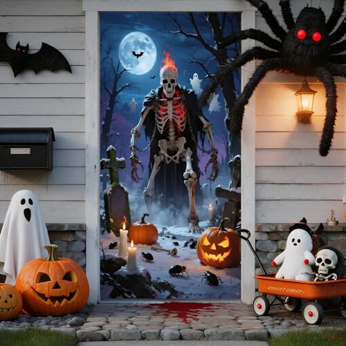 Halloween Deko für Tür Banner Poster Türbanner Party Banner Hintergrund Türdeko Haustür Halloween Outdoor Deko für Dekoration Veranda Wand Hexennacht Party (#04, 200 * 90cm) von Kashyke