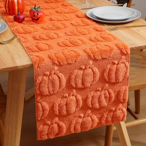 Kashyke Tischläufer Herbst Kürbis,Weich Plüsch Samt Faux Pelz Jacquard Kürbisse Tischläufer Herbstlich,Modern Herbst Küche Tisch Dekoration Innen Urlaub Party Fall Dekor Aesthetic (Orange, 33 * 93cm) Kashyke Tischläufer Herbst Kürbis,Weich Plüsch Samt Faux Pelz Jacquard Kürbisse Tischläufer Herbstlich,Modern Herbst Küche Tisch Dekoration Innen Urlaub Party Fall Dekor Aesthetic (Orange, 33 * 93cm) von Kashyke