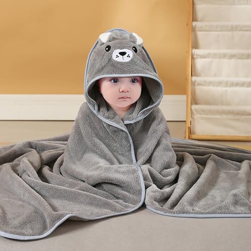 Personalisierte Baby Handtuch mit Name Kapuzenhandtuch Handtücher Badetuch Personalisiert Babyhandtuch mit Kapuze, Geschenke für Mädchen Junge, 80*80 cm, Korallenfleece, Bestickt, Weich & Bequem (#02) von Kashyke