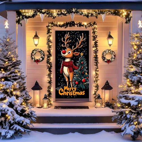 Türbezug Weihnachten,Christmas Door Cover,Türverkleidung Weihnachten,Weihnachtstür Abdeckung,Tür Abdeckung Weihnachten Türbanner,Türabdeckung Weihnachten,Türvorhang Weihnachten (#17, 180*90) von Kashyke