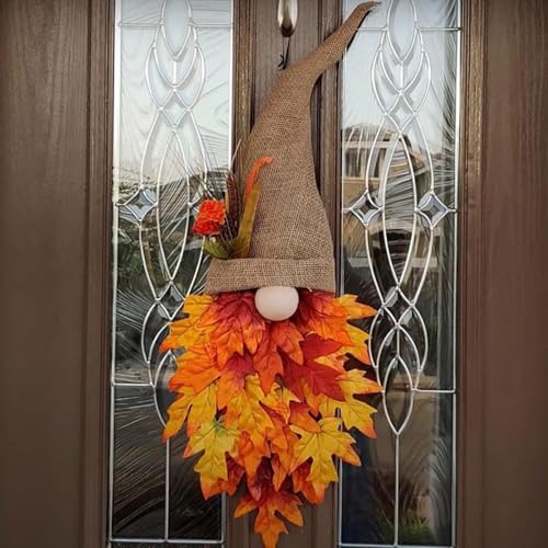 Türkranz Herbst, Herbstkranz, Herbstkränze, Herbstdeko Modern Groß Autumn Decor Türdeko Deko Fall Wreath für Haustür Outdoor Tisch Außen, Rattan Kürbis Ahornblatt Beere Türkranz von Kashyke