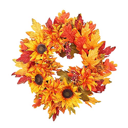Türkranz Herbst, Herbstkranz, Herbstkränze, Herbstdeko Modern Groß Autumn Decor Türdeko Deko Fall Wreath für Haustür Outdoor Tisch Außen, Rattan Kürbis Ahornblatt Beere Türkranz von Kashyke