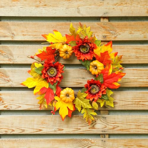 Türkranz Herbst, Herbstkranz, Herbstkränze, Herbstdeko Modern Groß Autumn Decor Türdeko Deko Fall Wreath für Haustür Outdoor Tisch Außen, Rattan Kürbis Ahornblatt Beere Türkranz von Kashyke