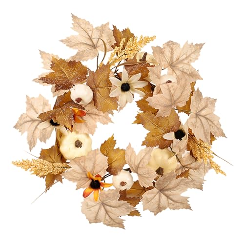 Türkranz Herbst, Herbstkranz, Herbstkränze, Herbstdeko Modern Groß Autumn Decor Türdeko Deko Fall Wreath für Haustür Outdoor Tisch Außen, Rattan Kürbis Ahornblatt Beere Türkranz von Kashyke