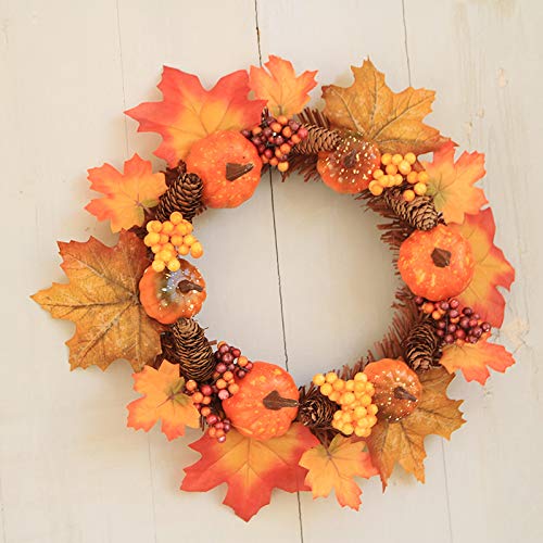 Türkranz Herbst, Herbstkranz, Herbstkränze, Herbstdeko Modern Groß Autumn Decor Türdeko Deko Fall Wreath für Haustür Outdoor Tisch Außen, Rattan Kürbis Ahornblatt Beere Türkranz von Kashyke