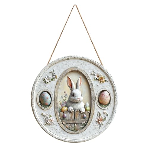 Türschild Ostern Haustür Osterkranz Türkranz Ostern Frühling Oster Außen Innen Türdeko zum Aufhängen Osterdeko Fenster Hängend Osterschmuck Holz Osterhase Deko Modern Frühlingsdeko Draussen (#12) von Kashyke