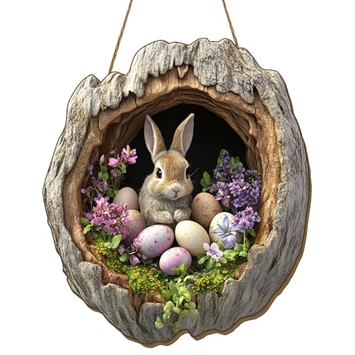 Türkranz Ostern Türschild Ostern Haustür Osterkranz Frühling Oster Außen Innen Türdeko zum Aufhängen Osterdeko Fenster Hängend Osterschmuck Holz Osterhase Deko Modern Frühlingsdeko Draussen (#21) von Kashyke