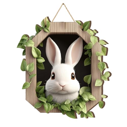 Türschild Ostern Haustür Osterkranz Türkranz Ostern Frühling Oster Außen Innen Türdeko zum Aufhängen Osterdeko Fenster Hängend Osterschmuck Holz Osterhase Deko Modern Frühlingsdeko Draussen (#08) von Kashyke