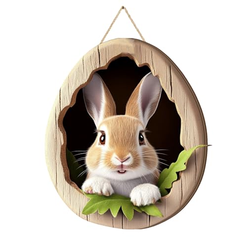 Türschild Ostern Haustür Osterkranz Türkranz Ostern Frühling Oster Außen Innen Türdeko zum Aufhängen Osterdeko Fenster Hängend Osterschmuck Holz Osterhase Deko Modern Frühlingsdeko Draussen (#10) von Kashyke