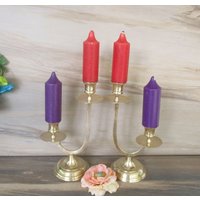 Vintage 2 Doppel-Kerzenhalter, 9 "H Kerzenhalter Für 4 Kerzen, Handgefertigt in Indien von KasiasVintageFinds