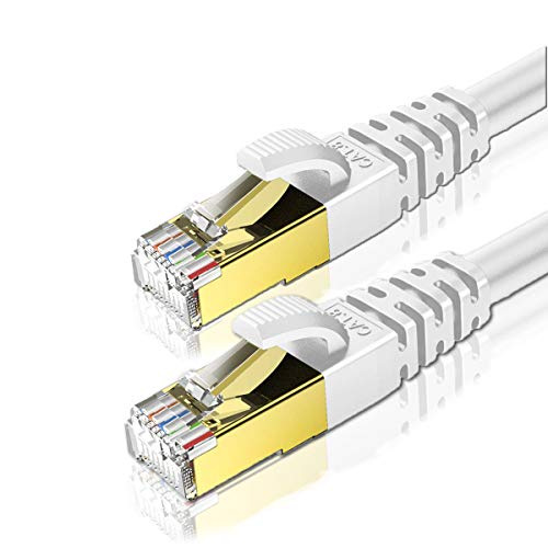 KASIMO 0,25m x 2 Stück Lan Kabel Netzwerkkabel Cat 8 Für 40Gbps Ethernet Kabel, Internet Patchkabel Superschnell Flexibel und Robust mit vergoldetem RJ45. Weiß von KASIMO