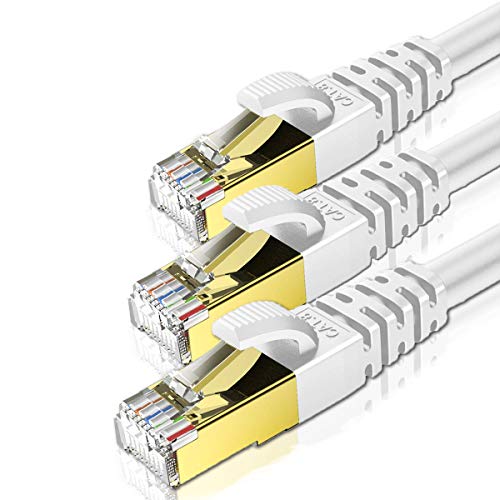KASIMO 2m x 3 Stück Lan Kabel Netzwerkkabel Cat 8 Für 40Gbps Ethernet Kabel, Internet Patchkabel Superschnell Flexibel und Robust mit vergoldetem RJ45. Weiß von KASIMO