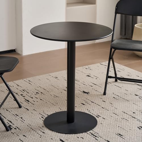 Kasinali 61 cm schwarzer runder Tisch, kleiner Esstisch, Metall, moderner Küchentisch, Mitte des Jahrhunderts Couchtisch für Wohnzimmer von Kasinali