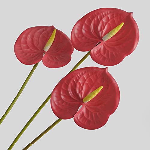 Kasituny 1 Zweig Kunstblume Künstlerisch Fancy Deko Realistisch Künstlich Anthurium Blume Rot von Kasituny