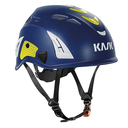 KASK Schutzhelm Superplasma HI VIZ - Arbeitsschutzhelm, Drehrad, Reflexstreifen, EN 397, Farbe:blau/gelb von Kask