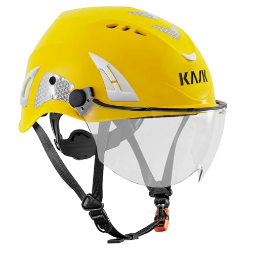 KASK Schutzhelm Superplasma HP Hi Viz mit Visier, reflektierender Industrieschutzhelm nach EN14052, verbesserter Aufprallschutz, Drehrad, Farbe:gelb KASK Schutzhelm Superplasma HP Hi Viz mit Visier, reflektierender Industrieschutzhelm nach EN14052, verbesserter Aufprallschutz, Drehrad, Farbe:gelb von Kask