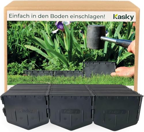 Leicht zu verarbeitende Rasenkante Kunststoff - Einfach einschlagen, Keine Gräben ausheben - Sehr Stabile & Flexible Beeteinfassung - Unsichtbare Beetumrandung aus recyceltem Plastik - 2,14 m von Kasky