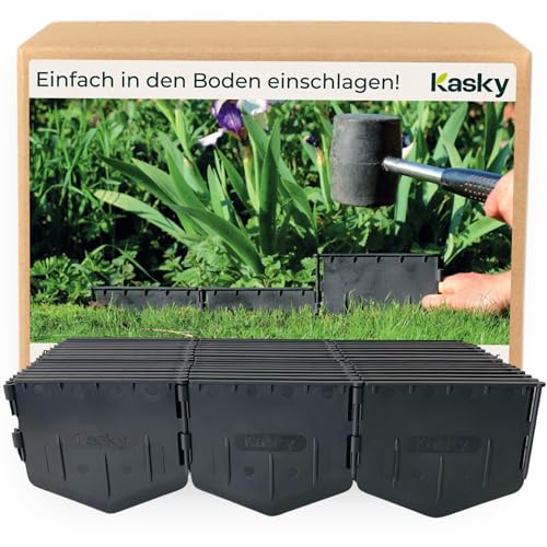 Leicht zu verarbeitende Rasenkante Kunststoff - Einfach einschlagen, Keine Gräben ausheben - Sehr Stabile & Flexible Beeteinfassung - Unsichtbare Beetumrandung aus recyceltem Plastik - 26,7 m von Kasky