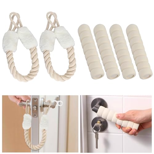 2pcs Türkordeln Türstopper Klinke Baumwolle Türkordel Klemmschutz für Türen, 4pcs Türgriff-Schutz Soft Foam Kinder Sicherheits Türgriffe Türklinkenpuffer für Haustier und Kinder Fingerschutz von Kaslaider