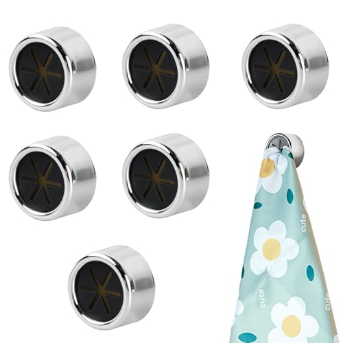 6 Stück Selbstklebend Geschirrtuchhalter Ohne Bohren, ABS Handtuchhaken Runden Handtuchklemme Selbstklebender Küche Handtuchhalter Geschirrtuchklemme RundenGeschirrtuchklemme für Haushalt und Bad von Kaslaider