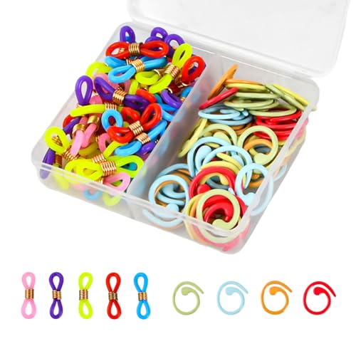 Strick Zubehör mit Aufbewahrungsbox, 50 Stück Stricken Maschenmarkierer zum Häkeln von Kleidungsetiketten, 50 Stück Silikon Stricknadelstopper für Webhandwerk zum ein Verrutschen zu verhindern Strick Zubehör mit Aufbewahrungsbox, 50 Stück Stricken Maschenmarkierer zum Häkeln von Kleidungsetiketten, 50 Stück Silikon Stricknadelstopper für Webhandwerk zum ein Verrutschen zu verhindern von Kaslaider