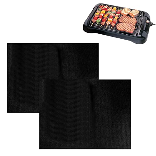 2er Set BBQ Grillmatten, BBQ Antihaft Grill-und Backmatte Wiederverwendbar, Grillmatten Für Gasgrill Und Holzkohle-Frei, BBQ Matte Als Grillrost Auflage, Perfekte Backunterlage, Schwarz von Kasmole