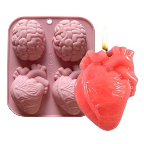3D Menschliches Gehirn Herz Silikon Gussform,Handgefertigte 3D-Herz Silikonform | Werkzeug Für Bastelarbeiten Muffin Seife Schokolade Dessert von Kasmole