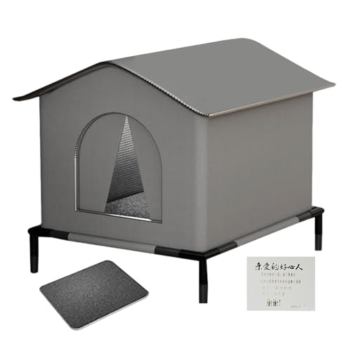 Außen Katzenhaus,Wetterfestes Außenhaus Für Katzen Mit Matte Und Türen - Isoliertes Warmes Nest Für Katzen Auf Terrasse Im Garten Und Auf Dem Balkon von Kasmole