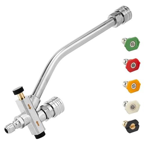Doppelanschluss Hochdruckreiniger | 6,35 mm Doppel Hochdruckreiniger Adapter | mit 5 Düsen Einstellbare Modi Robust Ergonomisch Schnellkupplung für Autowäsche Industrie von Kasmole
