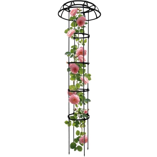 Garten Rankturm | Rundes Rankgitter Mit Pilzkopf-Design - Gemüsespaliere Für Bohnen Gurken Zucchini Weinreben Rosen Clematis von Kasmole