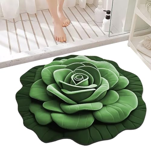 Kasmole Badezimmer Saugfähige Fußmatte | Badezimmer Matte Mit Steinoptik,rutschfeste Waschbare Sicherheitsmatte Mit Blumenmuster 40x40cm Für Fuß Badewanne Spa Hotel von Kasmole