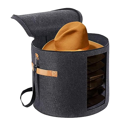 Kasmole Cowboy-Hut-Box - 19" T x 17" H großes Hut-Organizer-Etui - Hutaufbewahrungskoffer mit tragbarem und sichtbarem Design, Hutkoffer für Baseballmützen, Cowboyhüte, Steppspielzeug von Kasmole