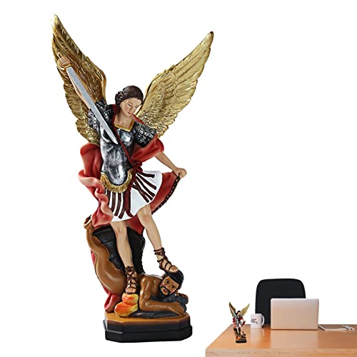 Kasmole Erzengel Michael Figur - St. Michael Erzengel Farbige Statue - Der heilige Erzengel Michael besiegte den Drachen, die Kampfengel-Skulptur für die Kirche von Kasmole