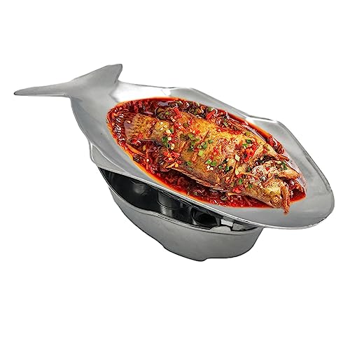 Kasmole Fisch-Servierplatte | Großes Hot-Pot-Set aus Aluminium im Thai-Stil in Fischplattenform - Teller-Hot-Pot-Set für Camping, Grillen, Familienessen, asiatisches Streetfood von Kasmole