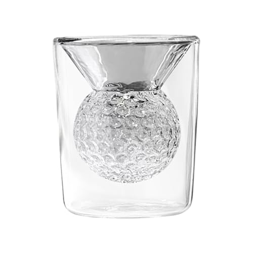Kasmole Golfball-Schnapsgläser | Kristall-Whisky-Gläser Doppelwandige kleine Schnapsbecher aus Glas Hitzebeständiger in Golfballform eingebetteter Glasbecher - Golfgeschenke für Männer von Kasmole
