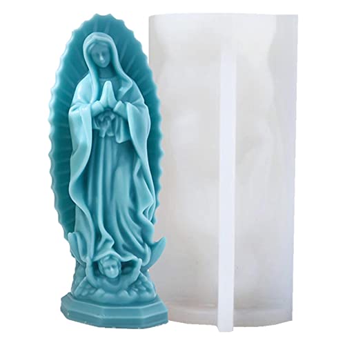 Kasmole Jungfrau Maria Kerzenform, 3D-Maria-Skulpturenform aus Silikon Form der Heiligen Jungfrau Maria Silikon-Kerzen-Seifenherstellungsform, für handgefertigte Duftkerzen, Seife, Harzornamente von Kasmole