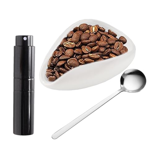 Kasmole Kaffeebohnen-Dosierbecher und Sprühflaschen-Set | Keramik-Kaffeedosierbecher-Set Kaffeebohnen-Sprühflasche Kaffeebar-Zubehör, Reduzierung der statischen Aufladung der Kaffeeleistung von Kasmole