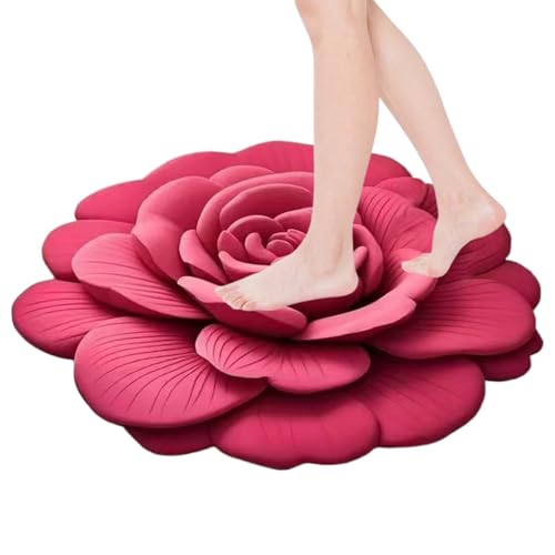 Kasmole Kieselgur Badematte,Kieselgur Fußmatte | Schnelltrocknend Waschbar 40x40cm Schöne Fußmatte Mit Blumenmuster von Kasmole