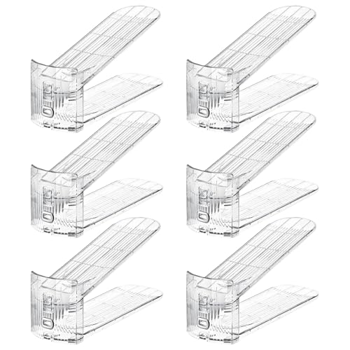 Kasmole Schuhstapel Organizer - Schuhorganizer 6er Set | Doppelschicht Stapelbar Höhenverstellbar Aufbewahrung rutschfest Für Garage Studentenzimmer Eingangsbereich Wand Schrank Bett von Kasmole