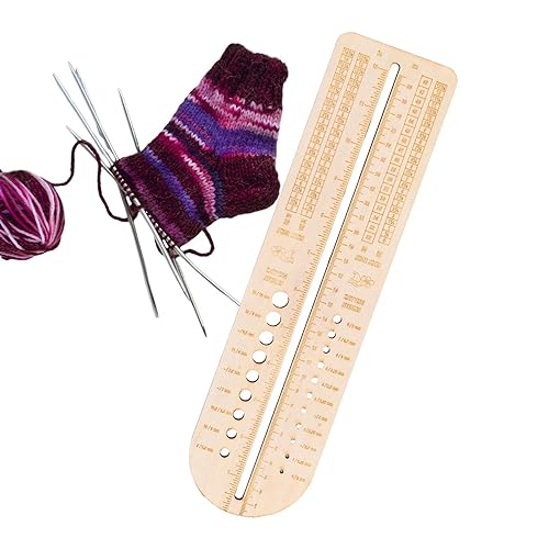 Kasmole Sockenlineal für gestrickte Socken | Strickwerkzeug für Sockenlineale aus Holz Maßlineal für Häkelgrößen Strickzubehör - für DIY-Strickgarn-Bastelarbeiten von Kasmole