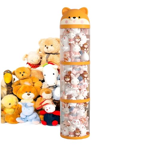 Kasmole Stofftier Organizer,Plüschspielzeug-Aufbewahrung Mit Röhrenfunktion | Großer durchsichtiger Turm mit Rädern, Stofftierhalter Röhre zur Raumdekoration für Spielzimmer, Schlafzimmer und von Kasmole