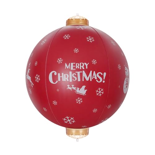Riesige aufblasbare Weihnachtskugeln, 60 cm große PVC-Weihnachtskugel, aufblasbare Weihnachtsdekoration für drinnen und draußen, Garten, Rasen, Hof, von Kasmole