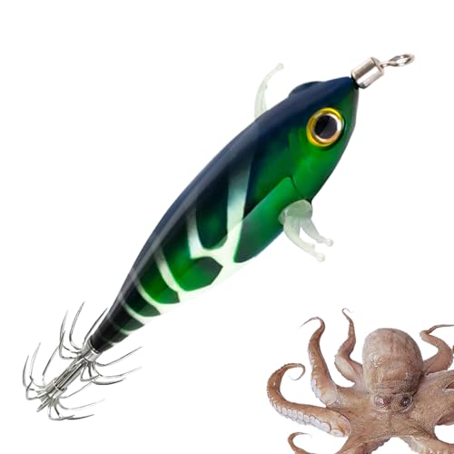 Tintenfisch-Köder,Künstliche Tintenfischköder Mit Leuchtkörper | Kompakte Fluoreszierende Angelköder Für Angler von Kasmole
