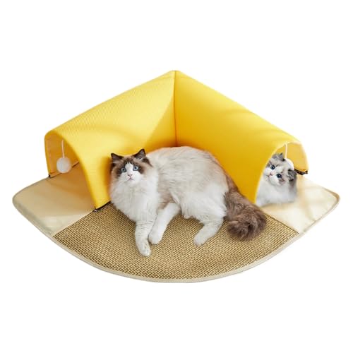 Tunnel Katzenbett | Kühlendes Kätzchen-Kissen Mit Höhle,Robuster 2-in-1 Katzenhöhle Tunnel Für Innen- Und Außenbereich von Kasmole