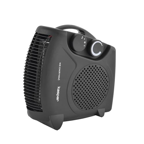 KASPAR Heizlüfter Klein Kompakt Thermoventilator Elektroheizer 1000 W 2000 W Mit Ventilatorfunktion Thermostat Überhitzungsschutz Elektroheizung 3 Heizstufen Kalt Warm Heiß Schwarz von Kaspar