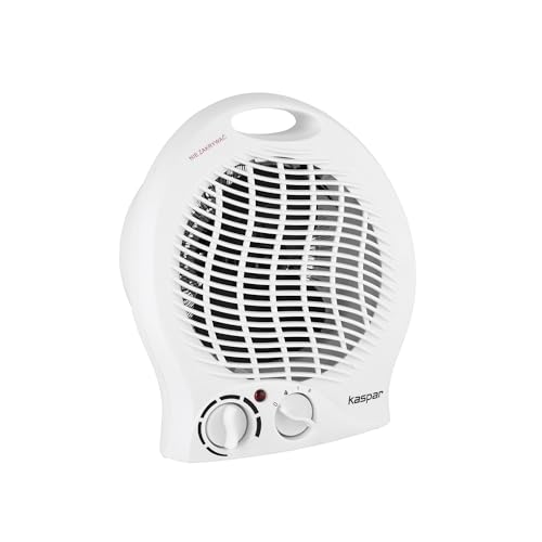 KASPAR Heizlüfter Klein Kompakt Thermoventilator Elektroheizer 1000 W 2000 W Mit Ventilatorfunktion Thermostat Überhitzungsschutz Elektroheizung 3 Heizstufen Kalt Warm Heiß Weiß von Kaspar