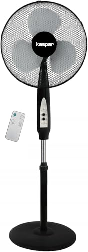 Kaspar Ventilator Standventilator mit Fernbedienung mit 3 Windgeschwindigkeiten Oszillationsfunktion Schwenkfunktion Timer 40 W 36 cm Durchmesser Höhenverstellbar Kreuzfuß Schwarz von Kaspar