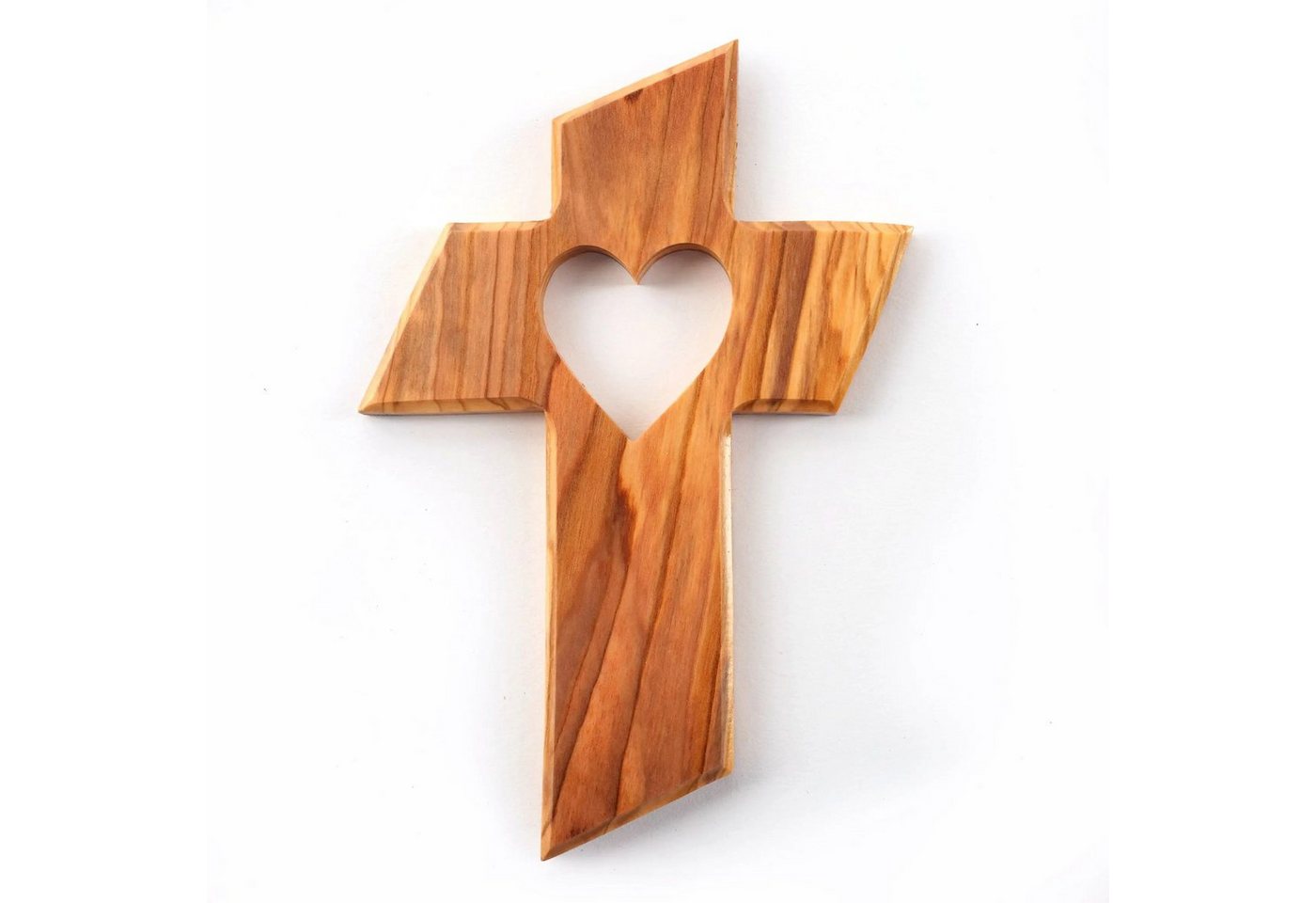 Kassis Dekoobjekt Kreuz mit Herz aus Olivenholz, handgemacht, Kruzifix, Wandkreuz, Holzdeko, umweltfreundlich, Naturprodukt, aus Bethlehem von Kassis